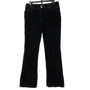 Y2K Black Striped Velvet Pants Low Waist Wide Straight Fit VINTAGE Kikit Jeans